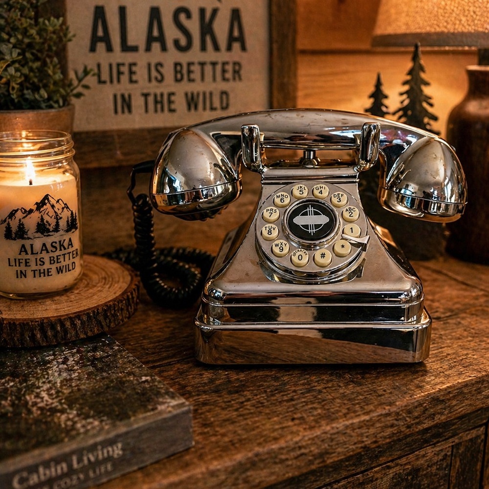 Chrome Retro Rotary Telephone - Silver Finish